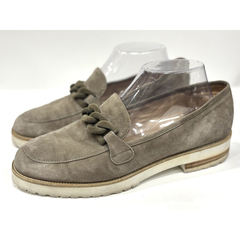 Luca Grossi Women's Taupe Suede Chain Loafers EU 40 US 9 Made in Italy
